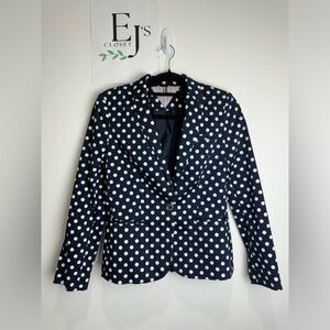 Tommy Hilfiger Navy Blue and White Polka Dot Blazer
